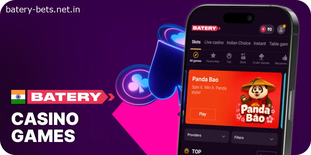 Play casino games at Batery in India